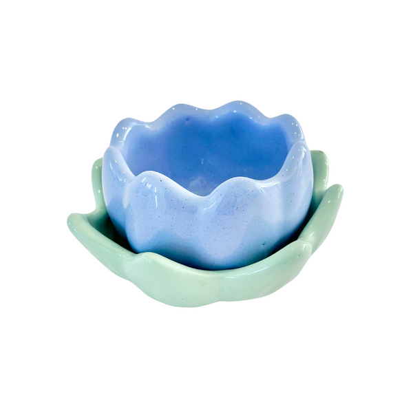 Small Blue Tulip Candle Holder