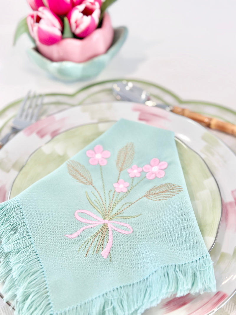 Pastel Green and Pink Daisy Napkins