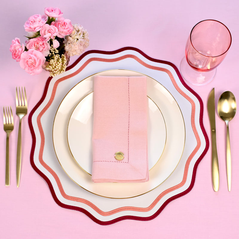 Alice Placemat: White, Burgundy and Blush Pink
