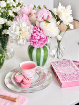 Brushstrokes in Pink and Green Cup and Saucer (Pink Tea Cup)
