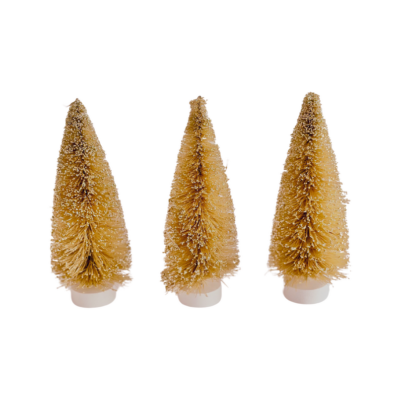 Golden Frost Miniature Christmas Tree Trio