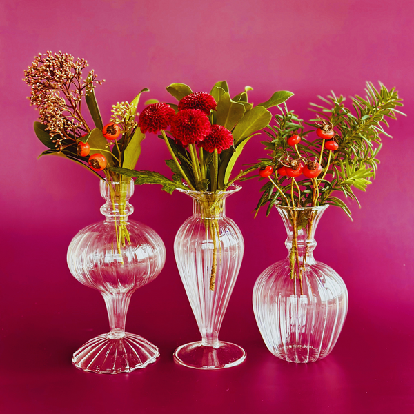 Timeless Elegance Glass Bud Vase Trio