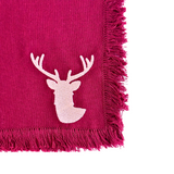 Festive Fringe Deer Christmas Table Set - (Set of 4 Placemats and 4 Napkins)