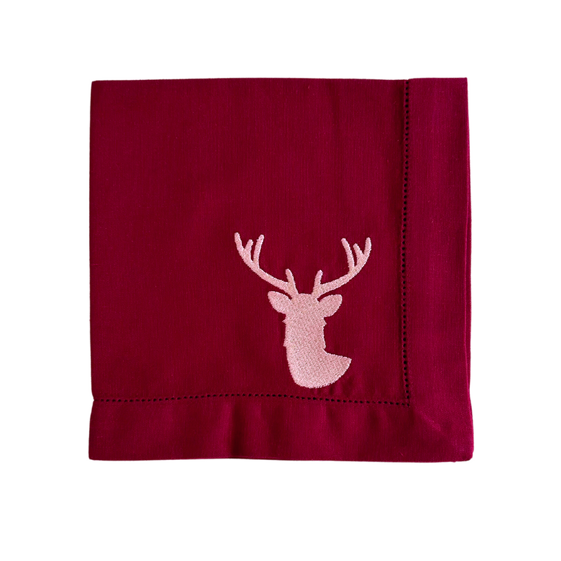 Burgundy Elegance Reindeer Napkin - Ajour