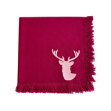 Burgundy Bliss Fringed Reindeer Napkin