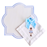 Enchanted Blue Nutcracker Table Set with Velvet Napkin Bows - (Set of 4 Placemats, 4 Napkins and 4 Velvet Napkin Bows)