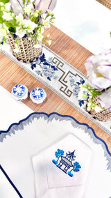 White Chinoiserie Bamboo Table Runner