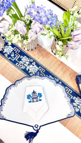 Navy Chinoiserie Bamboo Table Runner