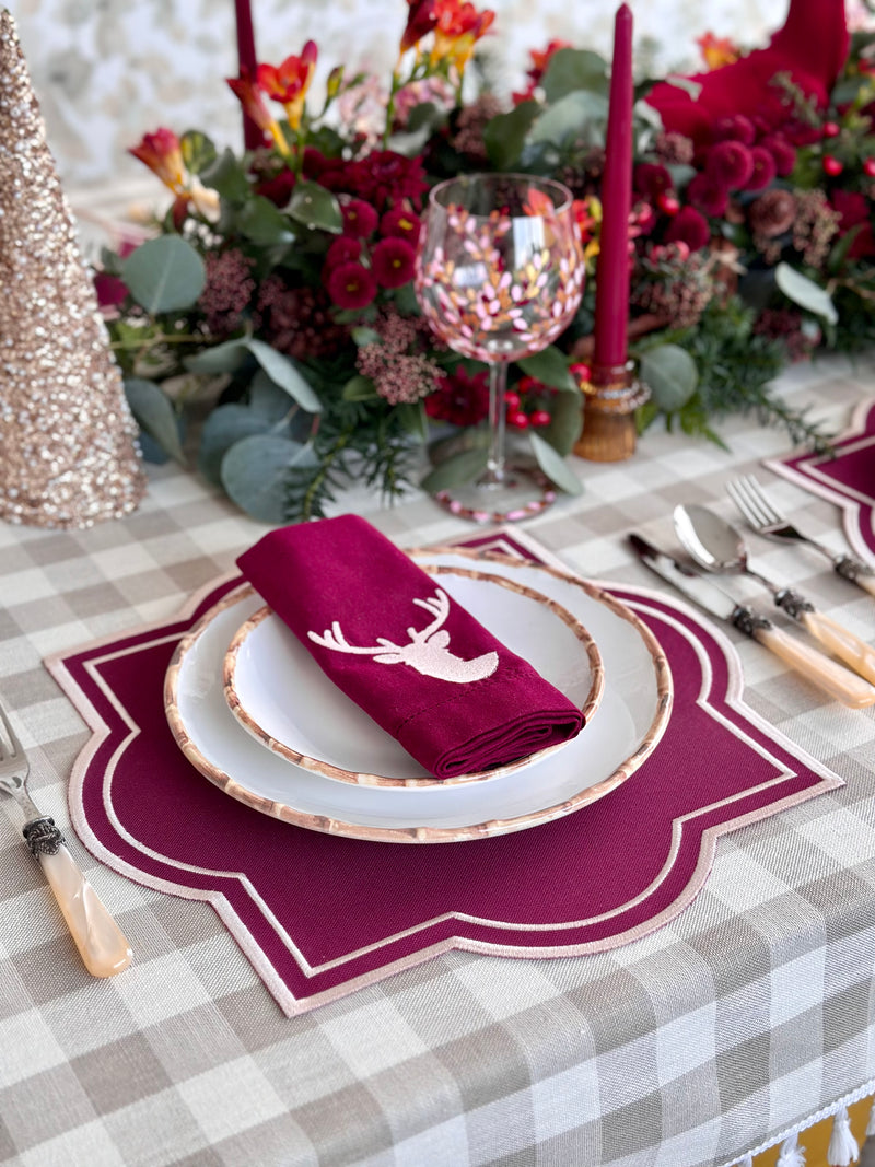 Burgundy Elegance Reindeer Napkin - Ajour