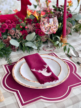 Festive Fringe Deer Christmas Table Set - (Set of 4 Placemats and 4 Napkins)