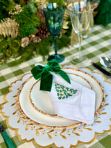 Christmas Tree Table Set with Velvet Napkin Bows - (Set of 4 Placemats, 4 Napkins and 4 Velvet Napkin Bows)