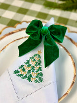 Christmas Tree Table Set with Velvet Napkin Bows - (Set of 4 Placemats, 4 Napkins and 4 Velvet Napkin Bows)