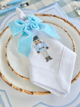 Enchanted Blue Nutcracker Table Set with Velvet Napkin Bows - (Set of 4 Placemats, 4 Napkins and 4 Velvet Napkin Bows)