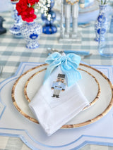 Enchanted Blue Nutcracker Table Set with Velvet Napkin Bows - (Set of 4 Placemats, 4 Napkins and 4 Velvet Napkin Bows)