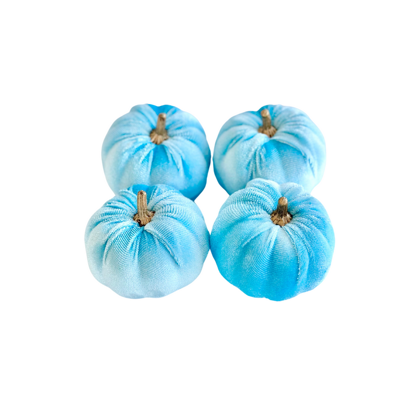 Sky Blue Velvet Pumpkins