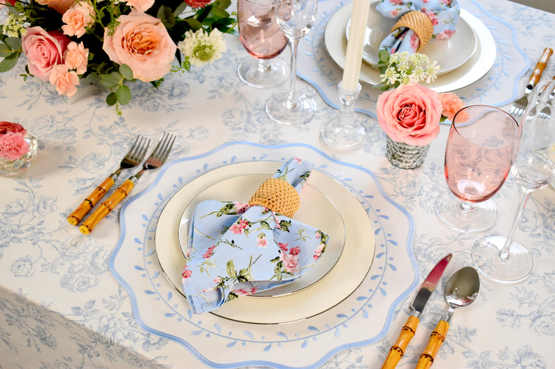 Dottie Placemat: White and Cerulean