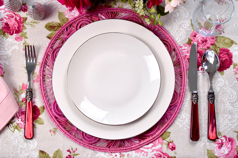 Silver Rim Dinner Set (Dinner and Salad Plate)