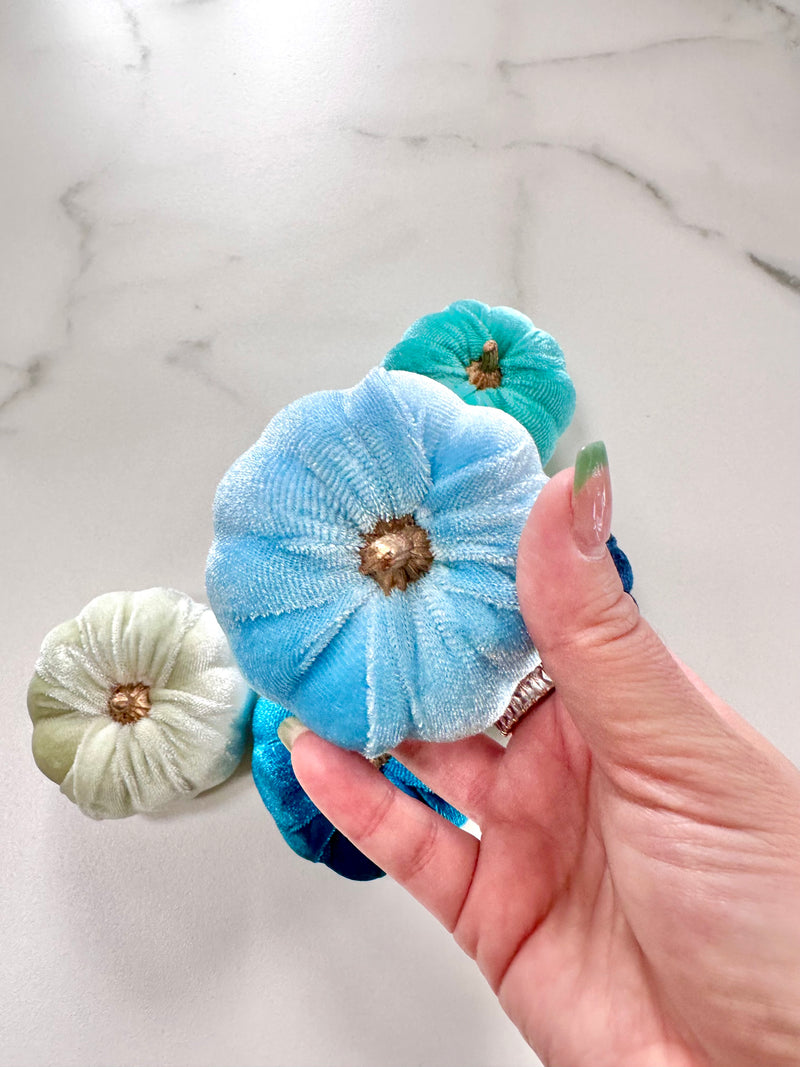 Sky Blue Velvet Pumpkins