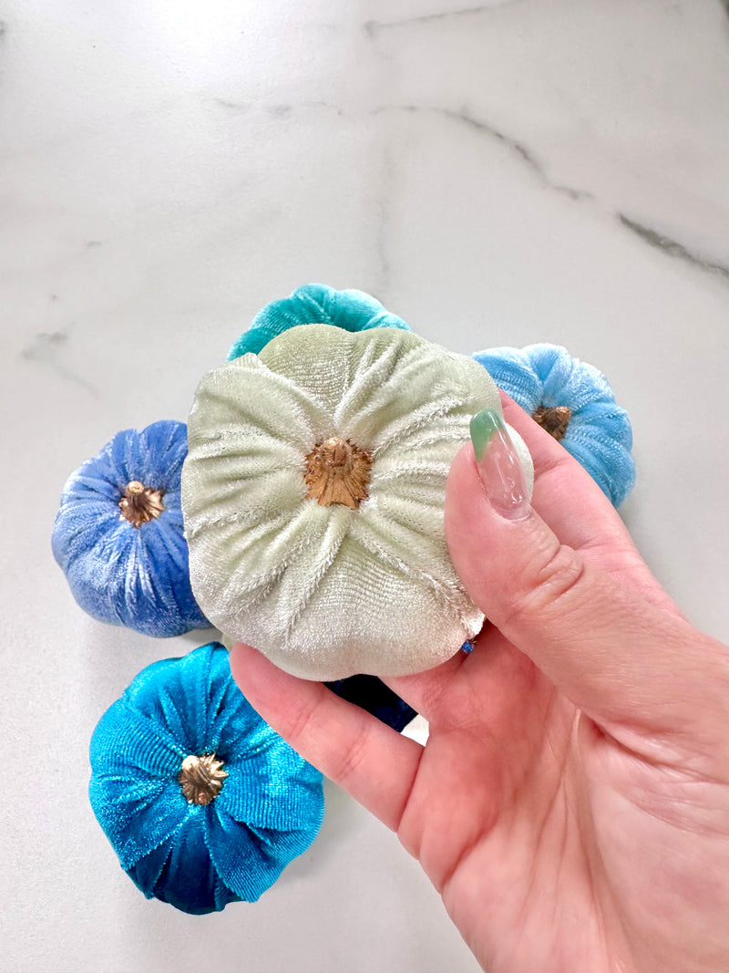 Soft Green Velvet Pumpkins