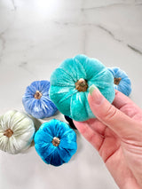 Turquoise Velvet Pumpkins